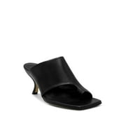 ILIO SMERALDO Womens Black Mule Toe Ring Cushioned Kim Square Toe Slip On Leather Sandals Shoes 41