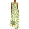 thumbnail image 1 of Robe Citron Aquarelle Été Rayures Bleues et Blanches Mode Coréenne Bohemia Longues Robes Design Moderne Maxi Grande Taille, 1 of 5