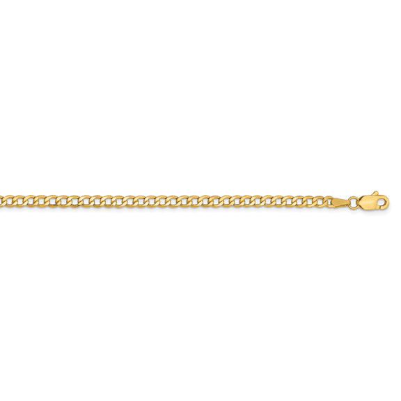 14K Yellow Gold 2.85mm Semi-Solid Curb Link Chain Necklace Size 20