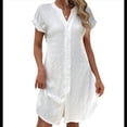 thumbnail image 3 of Vestido de para Mujer, Verano, Informal, Corta, Cuello en V, Midi, Abotonado, Camisero. S, 3 of 6