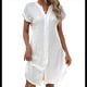 thumbnail image 3 of Vestido de para Mujer, Verano, Informal, Corta, Cuello en V, Midi, Abotonado, Camisero. S, 3 of 6