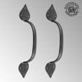 thumbnail image 2 of Renovators Supply Black Wrought Iron Door Handle 10" L Antique Heart Tip Design Pull Handle Rust Resistant Farmhouse Barn Door Pull Handles w/Screws Pack of 2, 2 of 8