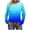 Blue, variant on Women Long Sleeve Tops Casual Ombre Printed Round Neck Lightweight T-Shirt Relaxed Fit Raglan Sleeve Top for Everyday Wear
