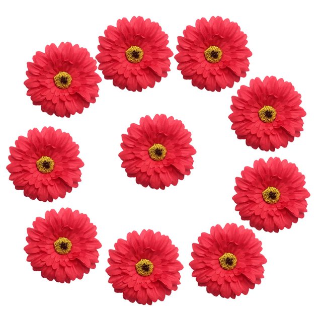 Cabeza de flor Artificial BLESIY Gerbera Daisy 10 Piezas rojo