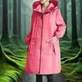 thumbnail image 5 of Towmus Rain Jackets for Women Plus Size Solid Color Rain Jacket Outdoor Hooded Windproof Loose With Pocket Coat Hooded Windbreaker, 5 of 7
