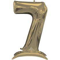 53 inch Stand-Up Numberz 7 - White Gold (Air-Fill Only) Foil Mylar Balloon - Party Supplies Decorations
