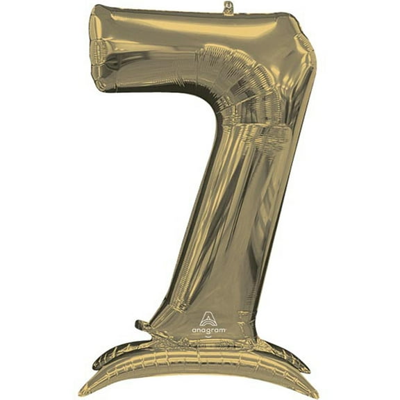 53 inch Stand-Up Numberz 7 - White Gold (Air-Fill Only) Foil Mylar Balloon - Party Supplies Decorations