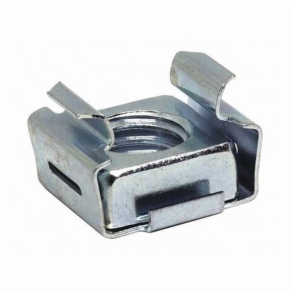 Spring Nut, 3/8"-16, Square Shape, Steel, Not Graded, Zinc Plated Finish, 10 PK