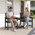thumbnail image 2 of FUNDAZE All-Weather HDPE Double Patio Chair with 2-Tier Table & Umbrella Hole, Outdoor Conversation Set for Garden, Poolside, Balcony, Black, 2 of 9