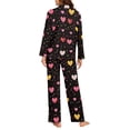 thumbnail image 3 of SCRAWLGOD Love Heart Womens Button Up Pajama Sets for Women Long Sleeve Pants and Top Size XL V Neck Ladies 2 Piece Pajamas Comfy House Wear for Women, 3 of 7