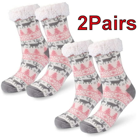 

2Pairs Cartoon Print Socks Winter Warm Comfortable Stockings White