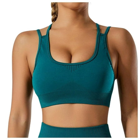 Wireless Seamless Bras for Women Thin Bra Sports Bras For Women Padded Sports Bra Tank Top Sexy Crisscross Back High Longline Workout Yoga Bra