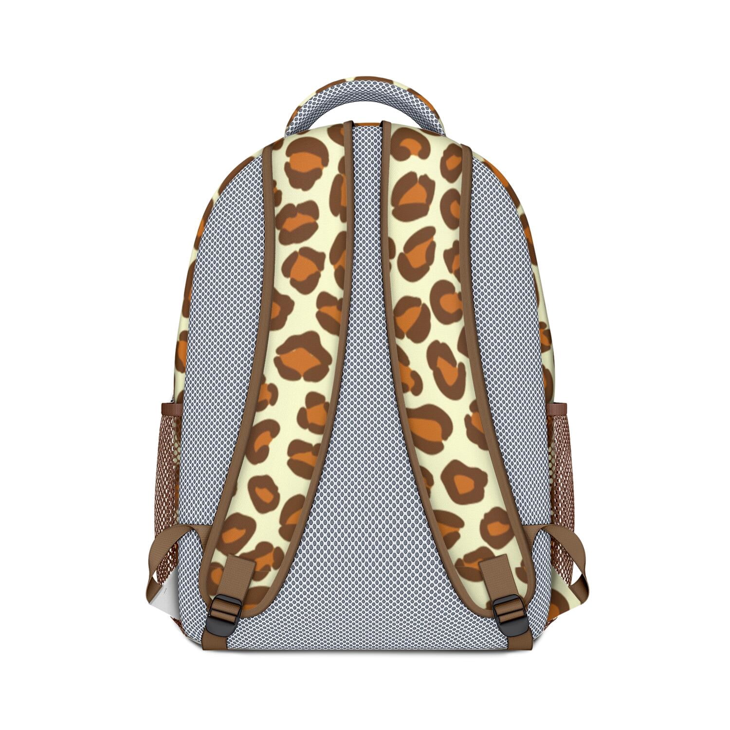 Leopard Print Backpack for School,Cute School Bag,Schoolbag with Adjustable Shoulder Straps & Padded Back,15.3"x11"x6.7"