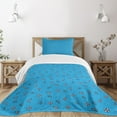 thumbnail image 3 of Ambesonne Lighthouse Quilted Bedspread Set 2 Pcs, Polka Dots Marine, Twin Size, White Blue and Red, 3 of 6