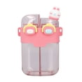 thumbnail image 4 of Linda botella de agua de 780 ml, botella de bebida Kawaii a prueba de fugas de doble uso con pegatina de correa ajustable de paja, color rojo, 4 of 5