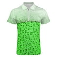 thumbnail image 3 of Polo de Travail en Polyester Vert Trèfle Col à Revers Saint Patrick's Day pour Hommes, Mode Décontractée Impression Numérique 3D Col à Revers Fermeture Éclair Manches Courtes, 3 of 5