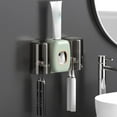 thumbnail image 4 of Wall Mounted Toothbrush Holder with Automatic Toothpaste Dispenser - Adhesive Bathroom Organizer Set Includes 2 Cups, Family Toothbrush Storage, Modern Grey Bathroom Decor, 4 of 5