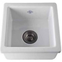 Shaws Lancaster Single Bowl Undermount Or Drop In White Fireclay Kitchen Or Bar/Food Prep Sink 15" X 15" X 7 17/32" Deep With 3 1/2" Drain