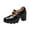 Black, variant on Womens Platform Heels Large Size Patent Synthetic British Style Block Shoes High Heels Solid Color Hollowed Out Metal Buckle Cut Mary Womens Shoes 7(39)