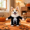 thumbnail image 5 of Halloween Skeleton Dog Costume, Standing Pet Outfit with Bone Print, Funny Party Cosplay Apparel, Soft Cotton for Small Medium Dogs Puppies Cats Black Dress Up, 5 of 7