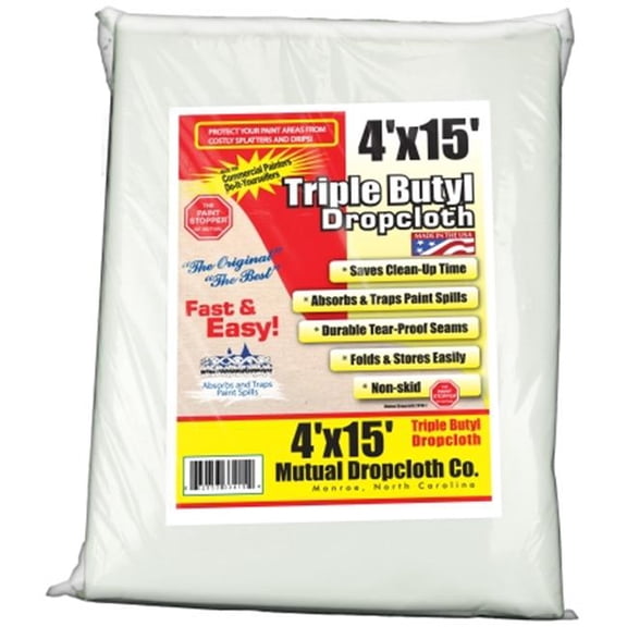 Dunn 33415 4 x 15 ft. Paint Stopper Triple Coated Butyl Dropcloth