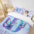 thumbnail image 2 of Erosebridal Purple Butterfly Queen Duvet Cover Set for Girls, Garden Flower Floral Bedding, Monogrammed D, Reversible, 1 Duvet Cover and 2 Pillowcases (No Comforter), 2 of 5
