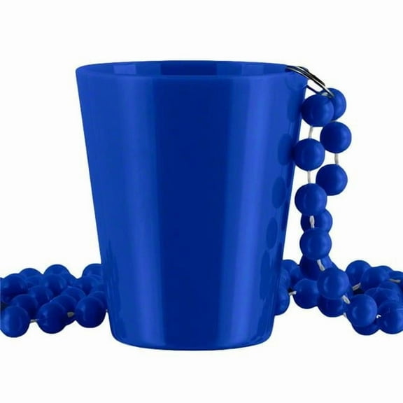 Non Light Up Blue Shot Glass on Blue Beaded Necklaces