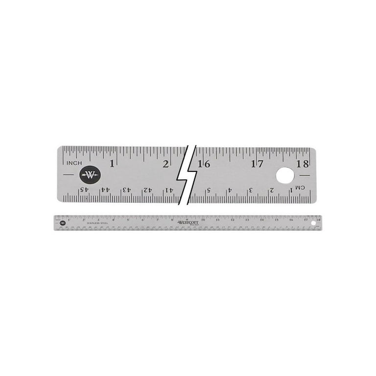 Westcott Stainless Steel Office Ruler with Non Slip Cork Base, 18 Inches