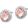thumbnail image 3 of Sterling Silver Cheryl M Rhod-Pl Cz And Imitation Morganite Post Earrings (12 X 12) Made In China qcm1092, 3 of 6