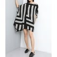 thumbnail image 3 of Women's Oversized Short Sleeve Casual Crew Neck Tee Loose Fit T-Shirt Top GY1780 Stripe, 3 of 5