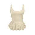 thumbnail image 3 of Hvot&aat 3D Ruffle Hem Tank Tops for Women Slim Fitted U Neck Sleeve Crop Top Cute Going Out Camisole Tshirts, 3 of 3