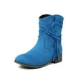 thumbnail image 6 of Viluyesy Womens Mid Calf Boots, Round Toe Chunky Heels Trendy Tassel Fall Winter Western Suede Boots Blue, 6 of 8