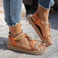 thumbnail image 5 of IUJSOY Womens Sandals Open Toe Braided Flats Slingback Sandals Casual Boho Beach Dress Shoes, 5 of 8