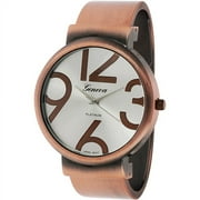 Brinley Co. Women's Platinum Round Face Watch, Metal Cuff Bracelet