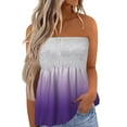 thumbnail image 2 of Women's Pleated Strapless Tube Tops Stretch Bandeau Tanks Sleeveless Casual Summer Tunics Purple 2XL, 2 of 4