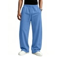 thumbnail image 7 of FGVCTG Men's Baggy Sweatpants, Solid Color Elastic Drawstring Wide Leg Jogging Pants with Pockets, Open Bottom Casual Sweat Pants for Everyday Wear Sky Blue S, 7 of 7