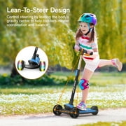 Besrey 3 Wheel Toddler Scooter for Ages 3-10 Years Boys and Girls,Kids Scooter with LED Light Wheels and Foldable Adjustable Height,Blue