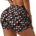 thumbnail image 2 of Naloa Houndstooth Green Red Biker Shorts for Women Seamless Scrunch Short Women’s Yoga Shorts for Gym Running Sport Shorts - Medium, 2 of 9