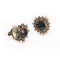 thumbnail image 4 of Yoursfs Vintage Earrings for Women Blue Zircon Clip on Earring Floral Round Halo Gold Plated Non Piercing Earrings  Prom Jewelry, 4 of 4
