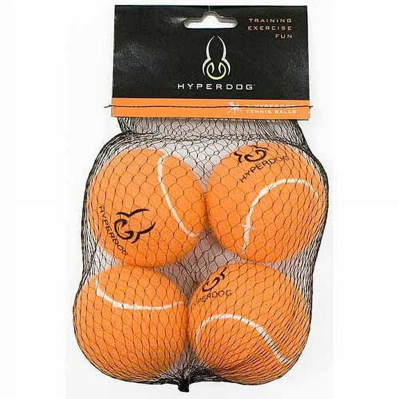 Hyper Pet Tennis Balls Dog Fetch Toys for Small Medium Dogs, Orange, Pack of 4