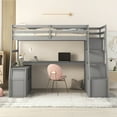 thumbnail image 2 of Harper & Bright Designs Twin Size Loft Bed with Desk and Stairs, Gray, 2 of 11