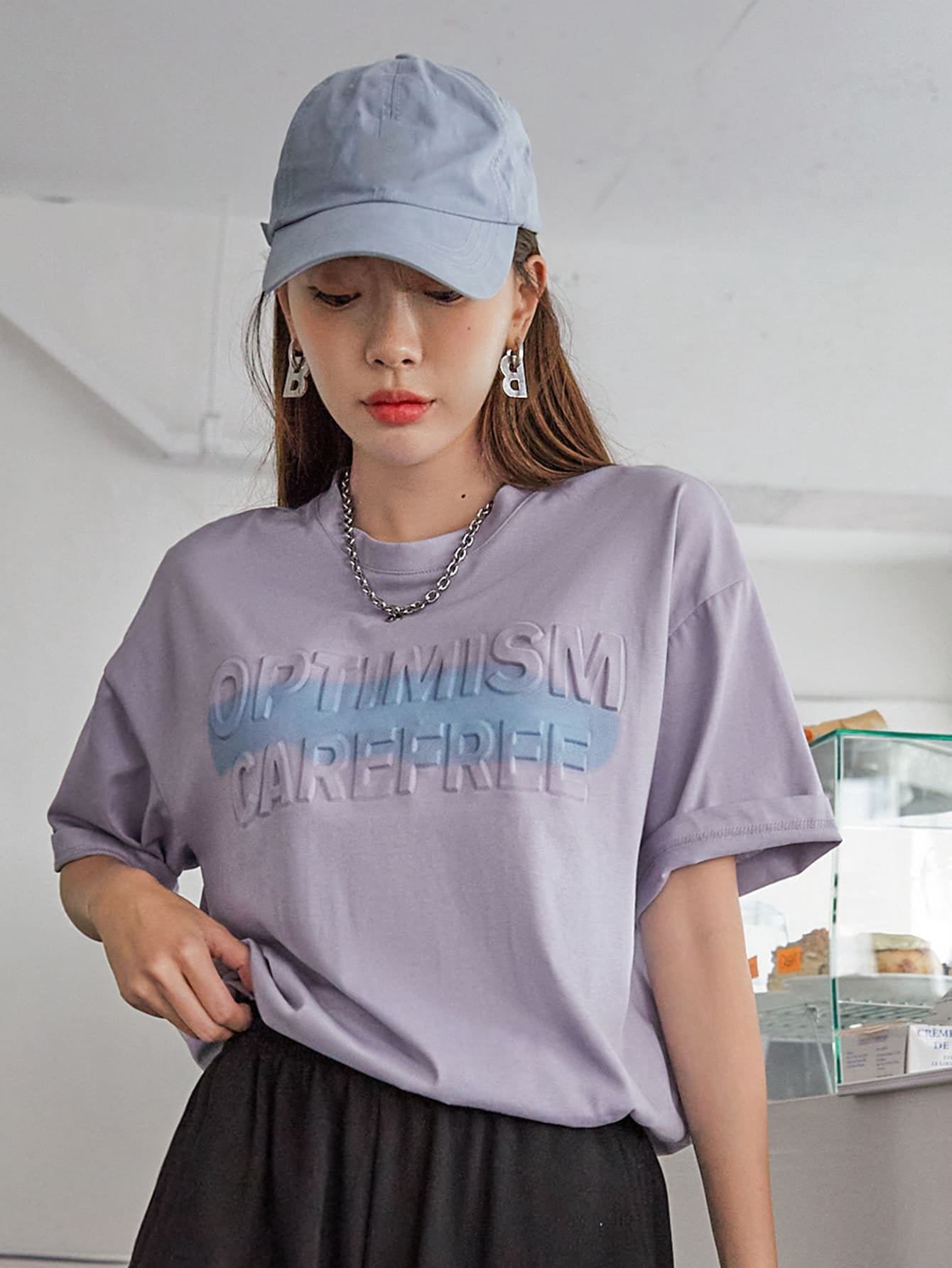 Dusty Purple Letter Graphic Oversized 