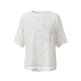 thumbnail image 6 of Lumistal Women's Mesh Top Round Neck Short Sleeve Lace Shirt for Women See Through T Shirt Party Club Night Lace Blouse Summer Music Festival Outfit White M, 6 of 6