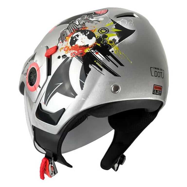 RS Helmets RS-8616-AXL 3 by 4 Open Face Motorcycle Helmet with Face Shield, Silver - Walmart.com RS Helmets RS-8616-AXL 3 by 4 Open Face Motorcycle Helmet with Face Shield, Silver - Walmart.com