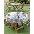 thumbnail image 4 of Outdoor Tablecloth with Umbrella Hole for Patio/Picnic/Party/Camping, Coastal Seahorse Waterproof Table Cloth Round Cover Washable, Summer Beach Nautical Ocean Coral (Dia 54"), 4 of 8