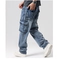 thumbnail image 2 of Men's Hip-hop Pants Nostalgic Retro Multi-pocket Casual Plus Size Overalls Fashion Loose Skateboard Jeans, 2 of 4