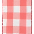 thumbnail image 2 of White Buffalo Plaid Wired Ribbon, 2-1/2-inch, 10-yard, Coral, 2 of 3