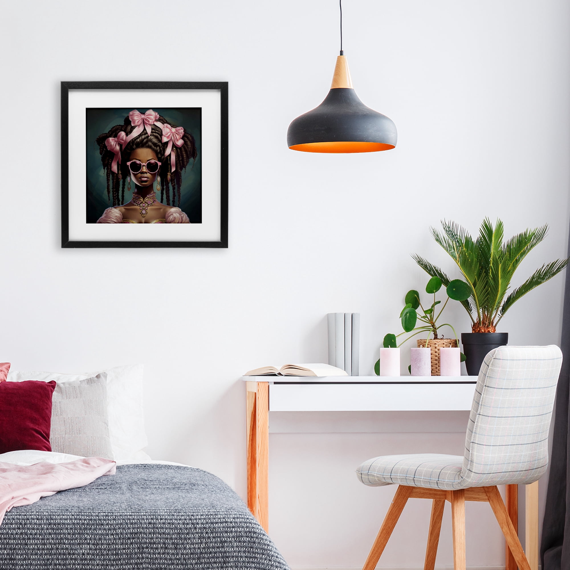 Stupell Industries Rococo Woman With Bows Black Framed Print Under Glass, design by Grotto Studios