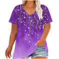 thumbnail image 2 of Ruimatai Women's Plus Size V-Neck Short Sleeve T-Shirt Soft Breathable Summer Casual Tee Solid Color Basic Top Stretchy Comfort Fit, 2 of 5