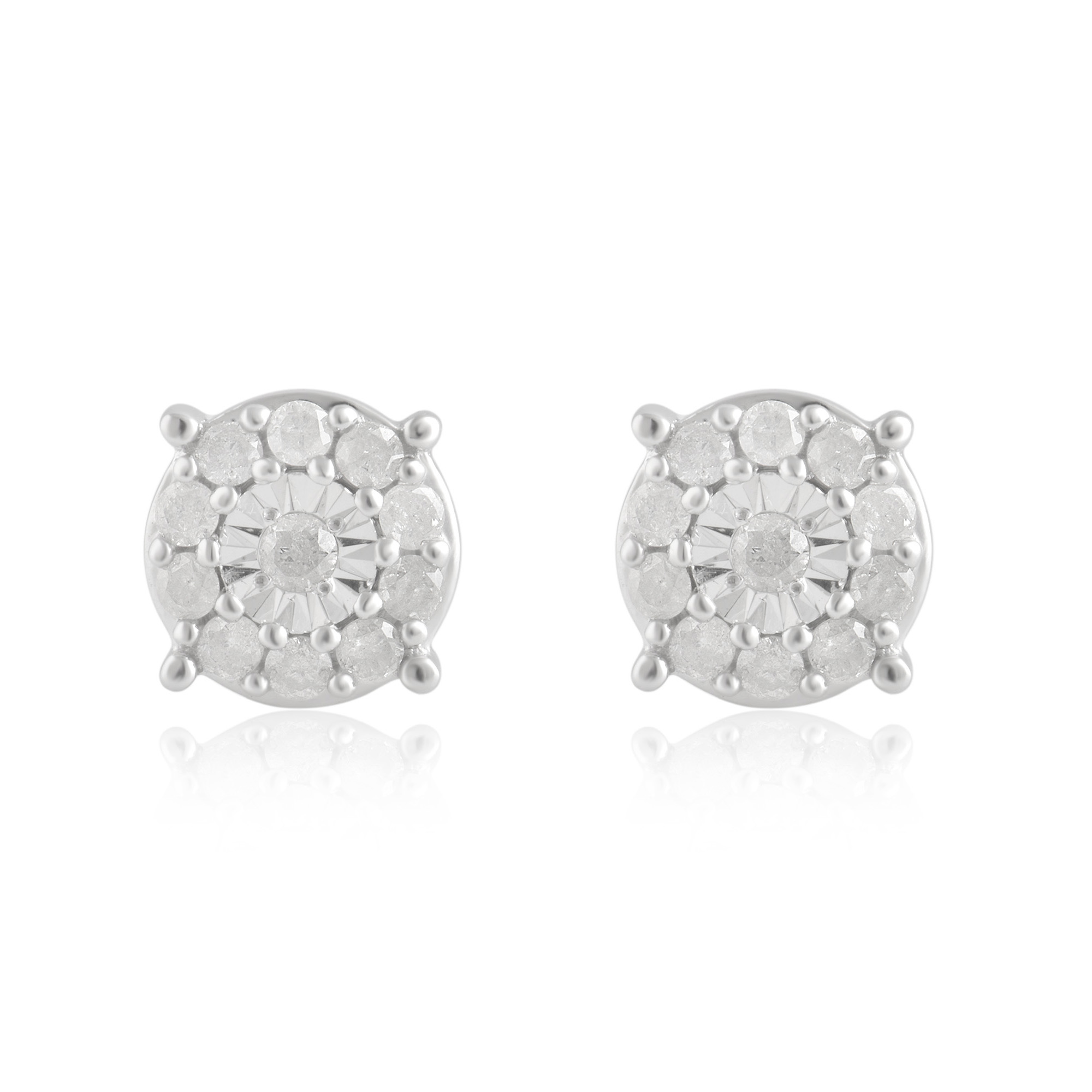 Arista 1.00 Carat T.W Diamond Earrings and Pendant 2 Piece in Sterling Silver Jewelry Set, 18" (I-J, I2-I3)